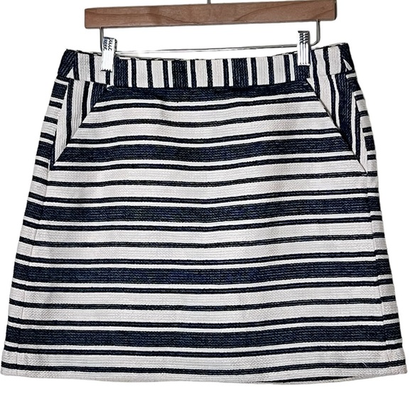 Banana Republic | Striped cotton blend blue/white a-line mini skirt size… - Picture 1 of 10